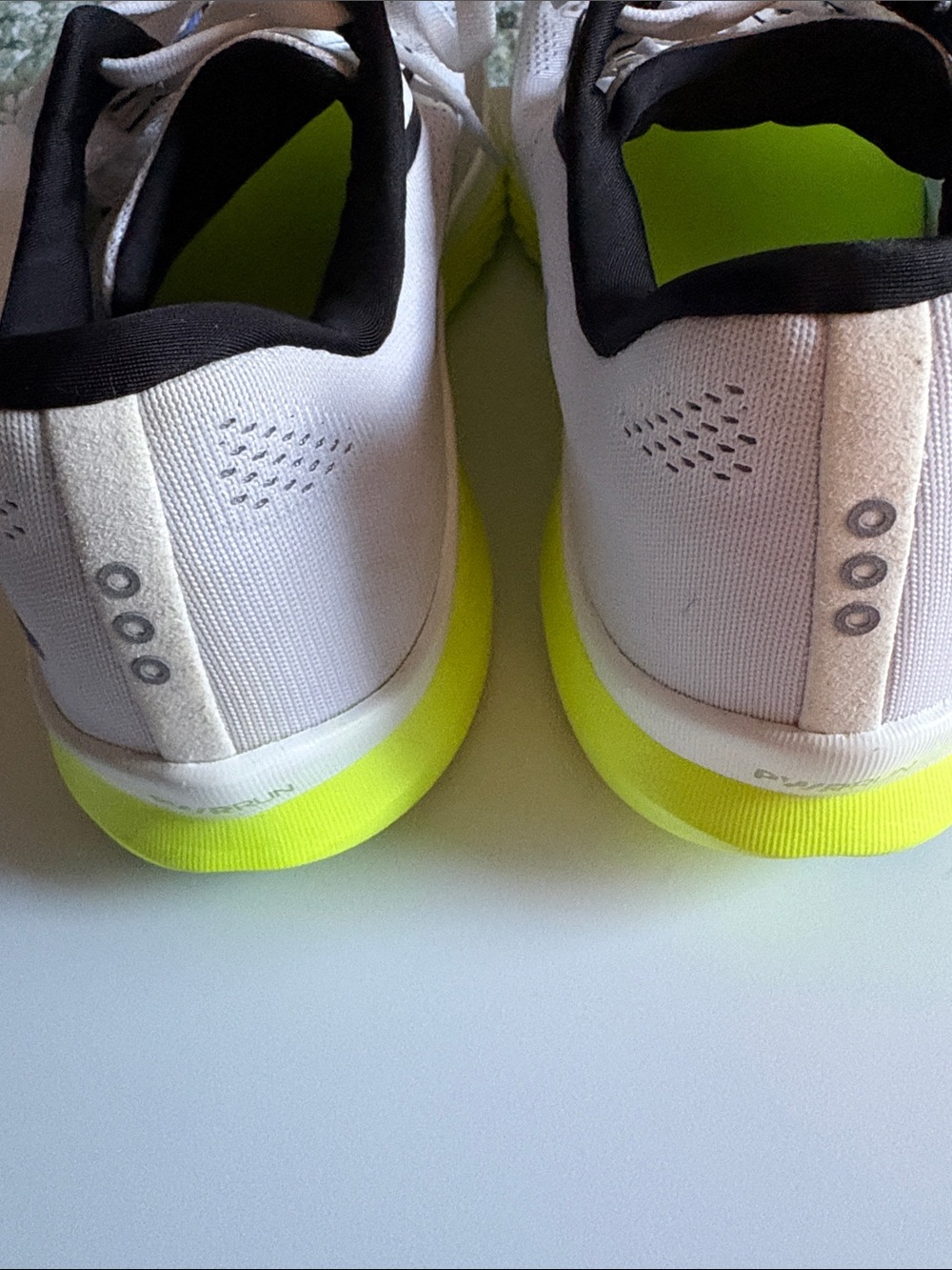 Saucony White and Neon Yellow Men's Running Sneakers - Picture 2 of 6
